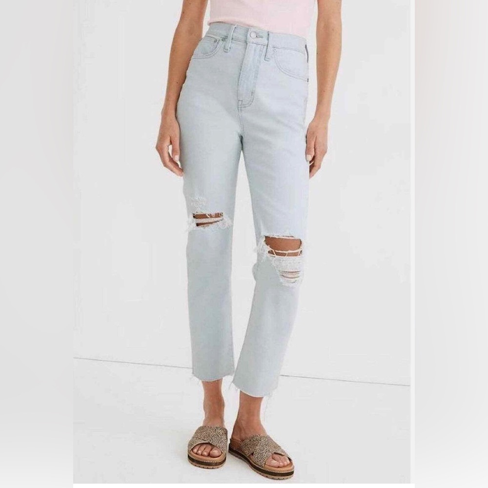 Madewell Mom Jeans high waisted Light Blue Distressed Women's Jeans 30 new